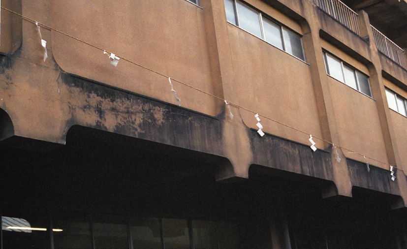 KAMI installation extending along the exterior architecture